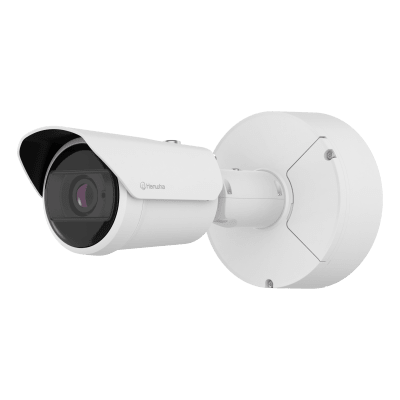 Cámara Bullet AI 8MP / Sensor 1/1.2" / Zoom Motorizado 2.25x 5.9-13.3 mm / WiseIR 60 m (196.85 ft) / Análisis Inteligente IA / IP66/IP67 / Wisenet 9 / Dual NPU / 4GB RAM