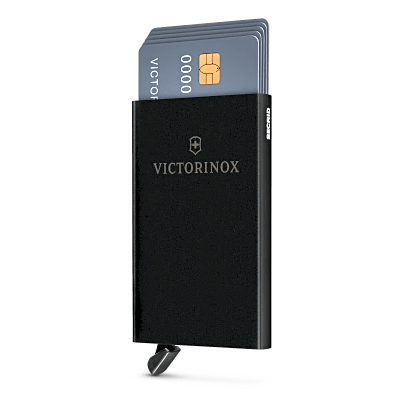 Tarjetero / Almacenamiento Seguro 4-6 Tarjetas / Aluminio Duradero / Protección RFID / Sistema Deslizamiento Patentado / Color Negro.