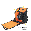 Mochila Profesional para Herramientas / 27 Bolsillos / Acceso Rápido y Estación de Trabajo / Base Moldeada Ancha / Interior Naranja / USB-C / Soporte para Lámpara