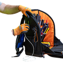 Mochila Profesional para Herramientas / 27 Bolsillos / Acceso Rápido y Estación de Trabajo / Base Moldeada Ancha / Interior Naranja / USB-C / Soporte para Lámpara