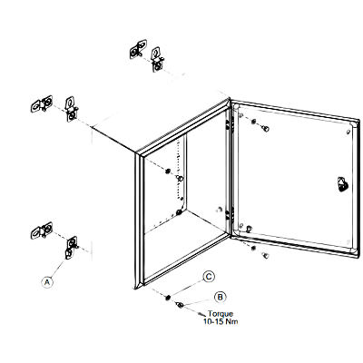 Soportes de Montaje en Pared para gabinetes tipo NEMA / Acero Inoxidable 304 / Incluye 4 Brackets con Accesorios / Resistente a la Corrosión