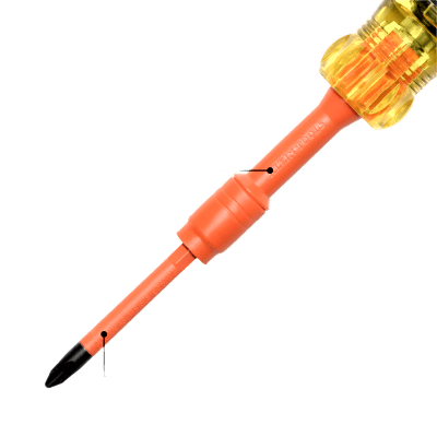 Destornillador Aislado 6-en-1 Auto-Lock / Aislado 1000V CAT III / Almohadilla de agarre / Almacenamiento de brocas integrado / Bits Philips #1 #2 / Slotted 3/16" 1/4" / Square #1 #2