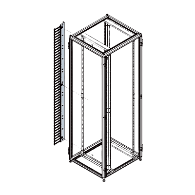 Organizador Vertical de Cables Rack 45 UR / Acero Negro / Sección 95x208 mm / Capacidad 726 Cables / Fijación Flecha 1.75 pulg