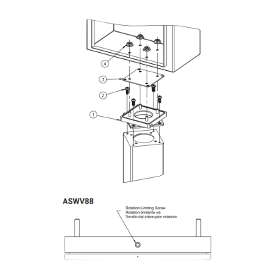 Base Giratoria (Swivel) de Aluminio para Pedestal HMI, Rotación de 350°, 4 x 4 Pulgadas / Carga Máxima 45.4 kg / Apertura Central Grande / 27 x 102 x 102 mm (1.06 x 4.00 x 4.00 in)