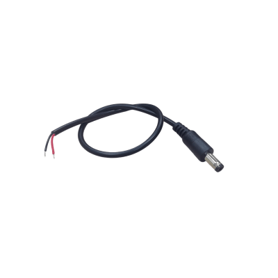 Cable con Conector Macho (Pigtail)  | Forro negro | Alimentación para Vcc con Puntas Libres / Polarizado / Largo 22 cm (8.66 Pulgadas) / Calibre 22AWG.