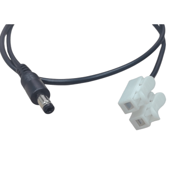 Cable con Conector Macho (Pigtail) | Forro Negro | Terminal Blanca | Alimentación para Vcc con Puntas Libres | Polarizado | Largo 22 cm ( 8.66 Pulgadas)  | Calibre 22AWG.
