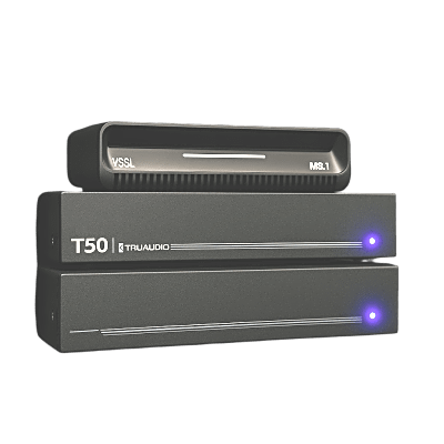 KIT Amplificador T50 y Streamer de Audio Modular MS.1 | PoE + USB-C | HDMI eARC + Óptica + RCA | Bluetooth LE Audio | WiFi | Control4-Crestron-Elan-RTI-URC-Savant-Lutron | AirPlay2-GoogleCast-SpotifyConnect