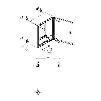 Soporte de Montaje en Pared para Gabinetes NEMA / Brackets Externos AW / Acero Suave Zincado 3 mm / 36x76x21 mm (1.42x2.99x0.83 in) / Incluye 4 Unidades con Accesorios / Mantiene Protección NEMA / IP