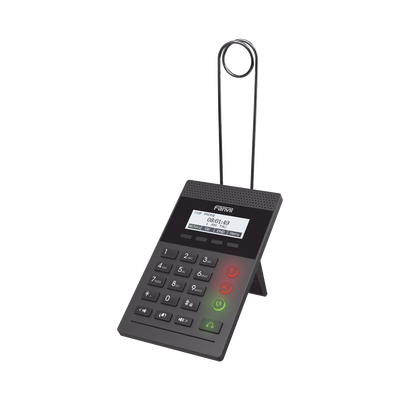 Teléfono IP para Call Center para 2 lineas SIP con soporte para diadema, pantalla 128x48 retro-iluminada, PoE