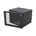 Gabinete Abatible de Pared (Con Marco Trasero) con Rack 19" de 12 Unidades. Ventana de Cristal Templado.