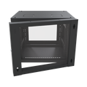 Gabinete Abatible de Pared (Con Marco Trasero) con Rack 19" de 12 Unidades. Ventana de Cristal Templado.