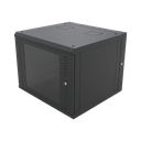 Gabinete Abatible de Pared (Con Marco Trasero) con Rack 19" de 12 Unidades. Ventana de Cristal Templado.