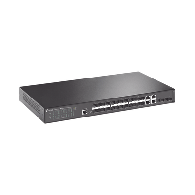 Switch JetStream Gigabit administrable capa 2, 24 puertos SFP, 4 puertos SFP+ y 4 puertos RJ45 Gigabit en combo