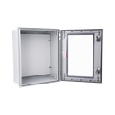 Gabinete de Poliéster IP65 Puerta Transparente, Uso en Intemperie (400 x 500 x 200 mm) con Placa Trasera Interior de Plástico (Incluye Chapa y Llave).
