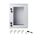 Gabinete de Poliéster IP65 Puerta Transparente, Uso en Intemperie (400 x 500 x 200 mm) con Placa Trasera Interior de Plástico (Incluye Chapa y Llave).