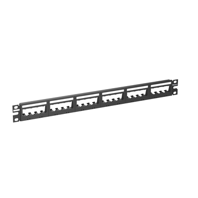 Panel de Parcheo Modular Mini-Com (Sin Conectores), Ultimate IDÆ, Plano, Sin Blindaje, Con Etiqueta y Cubierta, de 24 Puertos, 1UR