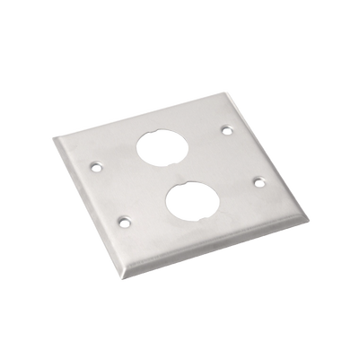 Placa de Pared Doble IndustrialNet?, Para 2 Conectores Industriales, de Acero Inoxidable