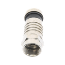 Conector F Macho de Compresión para cable RG-6, Cuerpo de Bronce Niquelado.