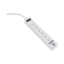 Multicontacto con 6 contactos aterrizados y 2 puertos usb.