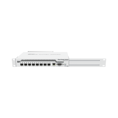 (CRS309-1G-8S+IN) Switch administrable Sistema Operativo Dual, puerto 1G Rj45, 8 puertos 10G SFP+ para Escritorio