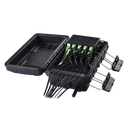 Caja de Distribución de Fibra Óptica para 24 Empalmes, con 16 acopladores SC/APC simplex, Exterior IP65, Color Negro