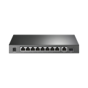 Switch de escritorio PoE+, no Administrable 8 puertos 10/100/1000 Mbps + 1 puertos 10/100/1000 Mbps (Uplink) + 1 puerto SFP, 63W