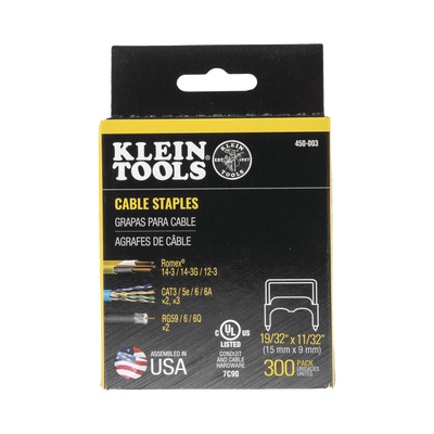 Paquete de 300 Grapas con Aislamiento, para Cables NM (RomexÆ) como 14/3, 14/3G, 12/3 y otros cables de hasta 11/32 x 19/32 (9 mm x 15 mm / 0.35 x 0.59 pulgadas).