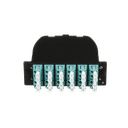 Casete OptiCom de Fibra Óptica Multimodo OM3, Con 2 Conectores MPO a 12 LC Duplex, Polaridad Método A, Pérdida de Inserción Estándar