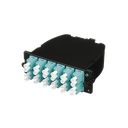 Casete OptiCom de Fibra Óptica Multimodo OM3, Con 2 Conectores MPO a 12 LC Duplex, Polaridad Método A, Pérdida de Inserción Estándar