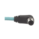 Cable de Conexión IndustrialNet Cat5e, de M12 D-Code Macho Recto a M12 D-Code Macho Angulado, Blindado S/FTP, Forro TPO, Color Azul Cerceta, 1 Metro