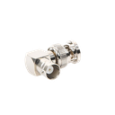 Adaptador en Ángulo Recto, de Conector BNC Macho a BNC Hembra, 50 Ohm (Monitor), Níquel/ Plata/ Teflón.