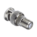 Adaptador en Linea para Video, de Conector BNC Macho a F Hembra, 50 Ohm, Níquel/Oro/Teflón.