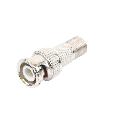 Adaptador en Linea para Video, de Conector BNC Macho a F Hembra, 50 Ohm, Níquel/Oro/Teflón.