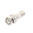 Adaptador en Linea para Video, de Conector BNC Macho a F Hembra, 50 Ohm, Níquel/Oro/Teflón.