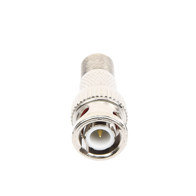 Adaptador en Linea para Video, de Conector BNC Macho a F Hembra, 50 Ohm, Níquel/Oro/Teflón.