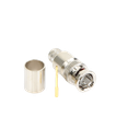 Conector BNC Macho de 75 Ohm, Anillo Plegable, para Cable 8238, RG-11/U, Níquel/ Oro/ Teflón.