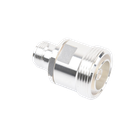 Adaptador en Línea de Conector DIN 7-16 Hembra a N Hembra, Plata / Plata / Teflón.