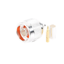 Conector N Macho de Anillo Plegable para Cable LP-195, RG-58/U, Plata/ Oro/ Teflón.