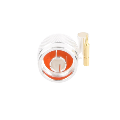 Conector N Macho de Anillo Plegable para Cable LP-195, RG-58/U, Plata/ Oro/ Teflón.