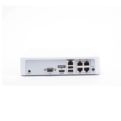 NVR 4 Megapixel (Compatible con Cámaras ACUSENSE) / 4 canales IP / 4 Puertos PoE /1 Bahía de Disco Duro / Salida de Vídeo Full HD