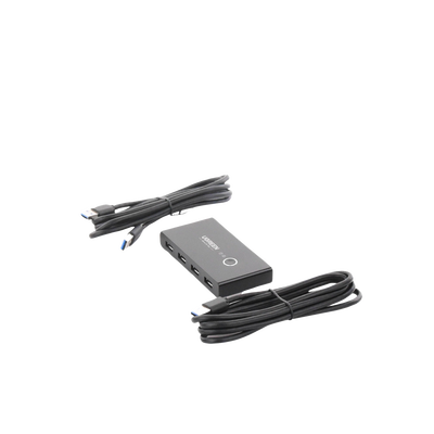Conmutador USB para Compartir 4 Puertos USB 3.0 a 2 PC Ìs | Cambio Mediante Botón | Incluye Dos Cables USB de 1.5 m | ABS | Permite que 2 Usuarios Compartan 4 Dispositivos Periféricos USB3.0, como una impresora, un escáner, etc.