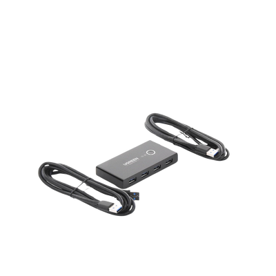 Conmutador USB para Compartir 4 Puertos USB 3.0 a 2 PC Ìs | Cambio Mediante Botón | Incluye Dos Cables USB de 1.5 m | ABS | Permite que 2 Usuarios Compartan 4 Dispositivos Periféricos USB3.0, como una impresora, un escáner, etc.
