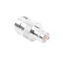 Adaptador en Línea, de Conector N Hembra a BNC Hembra, Plata/ Oro/ Teflón.