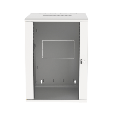 Gabinete PanZone de Montaje en Pared, de 19in, Puerta con Ventana de Seguridad, 18 UR, 762mm de Profundidad, Color Blanco