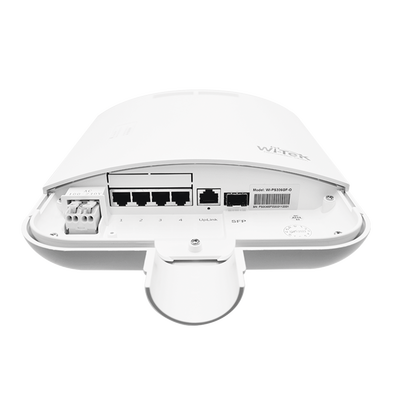 Switch CCTV PoE para exterior / No administrable / Con 4 puertos Gigabit PoE af/at + 1 Puertos Uplink Gigabit + 1 x SFP Gigabit / Presupuesto 65 W / Ideal para Aplicaciones de Videovigilancia