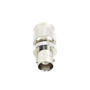 Adaptador en Línea, de Conector TNC Macho a BNC Hembra, Níquel /Oro /Teflón.