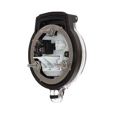 Dispositivo Circular de Puertos de Acceso a Datos, Con Dos Espacios Para Módulos Mini-Com y Un Receptáculo NEMA 5-15R, Protección IP66, de 3" de Diámetro