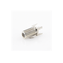Conector F Hembra para PCB de Montaje Vertical, Níquel/ Estaño/ Polietileno.