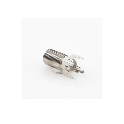 Conector F Hembra para PCB de Montaje Vertical, Níquel/ Estaño/ Polietileno.