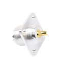 Conector UHF Hembra (SO-239) para Montaje de Chasis con 4 Hoyos a 18 mm, Terminal Soldable, Plata/ Oro/ Teflón.